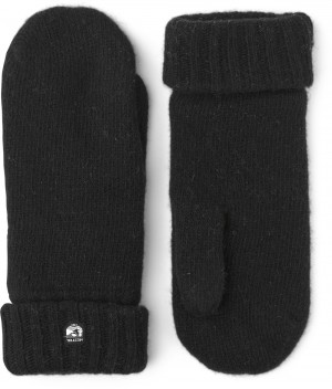 Women's Hestra Bonnie Knit Mitt Knitted Gloves Black | WZJEPC391