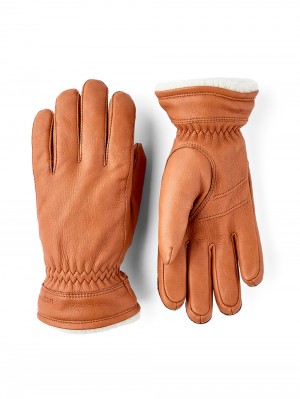 Women's Hestra Buvika Deerskin Leather Gloves Cork | CTYZOE375