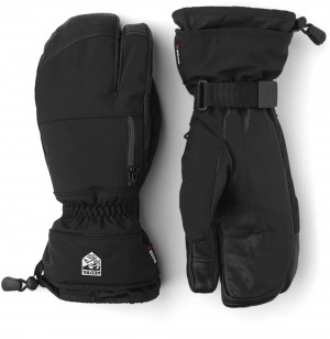 Women's Hestra CZone Pointer 3-finger Waterproof Gloves Black | RILHOW154