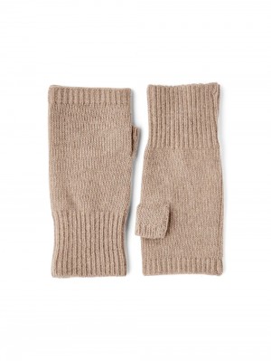 Women's Hestra Cashmere Tube Knitted Gloves Camel | RNGJBO910