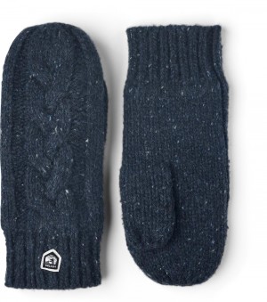 Women's Hestra Dale Mitt Knitted Gloves Navy | NXODHJ650