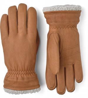 Women's Hestra Deerskin Primaloft Leather Gloves Cork | ILGXYT921