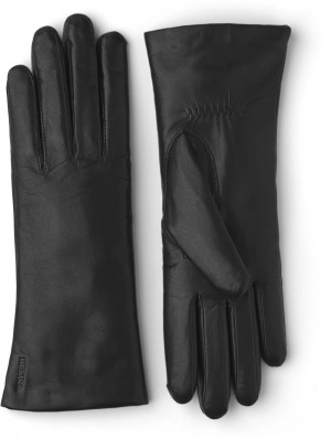 Women's Hestra Elisabeth Leather Gloves Black | BTLPNG621