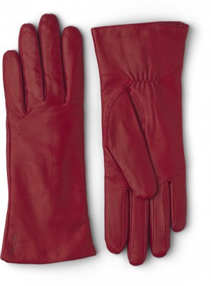 Women's Hestra Elisabeth Leather Gloves Red | BAPYGE783