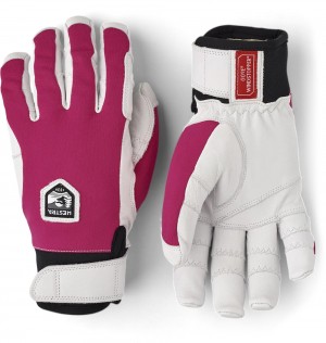 Women's Hestra Ergo Grip Active Ski Gloves Fuchsia/White | PGBTSW568