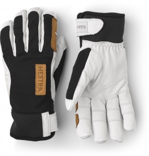 Women's Hestra Ergo Grip Active Wool Terry Ski Gloves Black/White | YFVSBH376