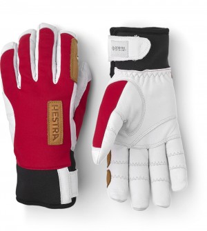 Women's Hestra Ergo Grip Active Wool Terry Ski Gloves Red/White | LPQTIB263