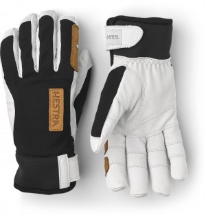 Women's Hestra Ergo Grip Active Wool Terry Outdoor & Hiking Gloves Black/White | OTVQYW710