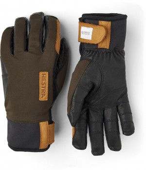 Women's Hestra Ergo Grip Active Wool Terry Ski Gloves Dark Forest/Black | RAIEOX049