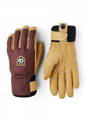 Women's Hestra Ergo Grip Incline Ski Gloves Bordeaux/Brown | KXWMBS804