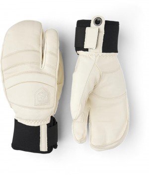 Women's Hestra Fall Line 3-finger Ski Gloves Almond White | CYGAMV856