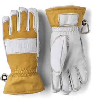 Women's Hestra Fält Guide Ski Gloves Yellow/White | PNAKHJ453