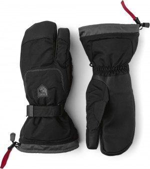 Women's Hestra Gauntlet Sr. 3-finger Ski Gloves Black | QIKMYD610