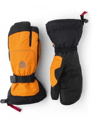 Women's Hestra Gauntlet Sr. 3-finger Ski Gloves Orange | MZKNCG143