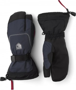 Women's Hestra Gauntlet Sr. 3-finger Ski Gloves Dark Navy | HYQIOJ354