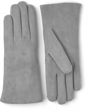 Women's Hestra Hairsheep Suede Piqué Cashmere 2 BT Leather Gloves Grey | BRJFYQ189