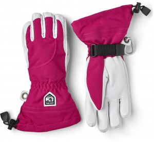 Women's Hestra Heli Ski Female Ski Gloves Fuchsia/White | LNKVSJ062