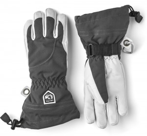 Women's Hestra Heli Ski Female Ski Gloves Grey/White | DHCFBU507