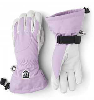 Women's Hestra Heli Ski Female Ski Gloves Syringa/White | HDQSXK982