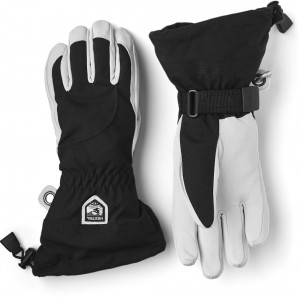 Women's Hestra Heli Ski Female Ski Gloves Black/White | KZSAXO245