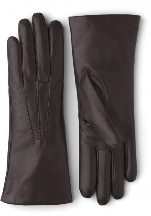 Women's Hestra Isabel Leather Gloves Espresso | APHBFQ308