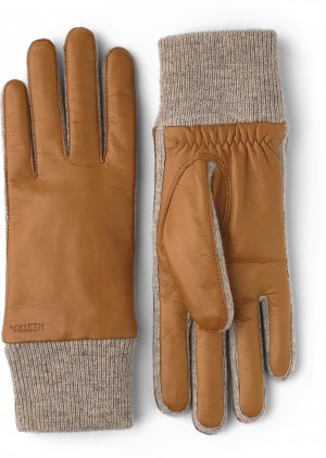 Women's Hestra Jeanne Leather Gloves Cork | OLPEDZ360