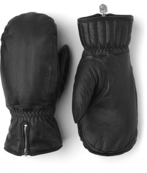 Women's Hestra Leather Swisswool Classic Mitt Ski Gloves Black | IBARTK130