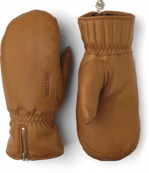 Women's Hestra Leather Swisswool Classic Mitt Ski Gloves Cork | SFHKTN469