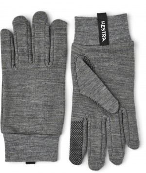 Women's Hestra Merino Touch Point Liners & Inner Gloves Grey | PVSJTX481