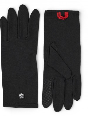 Women's Hestra Merino Wool Liner Long Liners & Inner Gloves Black | JKGYBR640