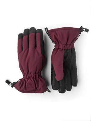 Women's Hestra Mist Ski Gloves Bordeaux | AGHYME059