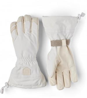 Women's Hestra Mono Wool Ski Gloves White | JLFHTN279