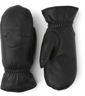 Women's Hestra Naomi Mitt Leather Gloves Black | MNCUBS031