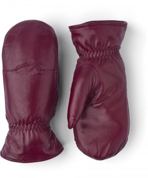 Women's Hestra Naomi Mitt Leather Gloves Dark Red | HQGDXY053