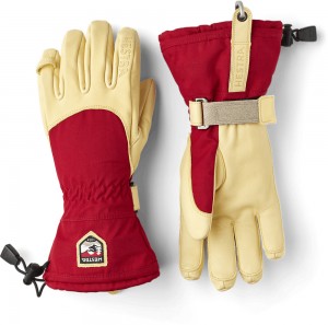 Women's Hestra Narvik Ecocuir Ski Gloves Red | DIFRCL649