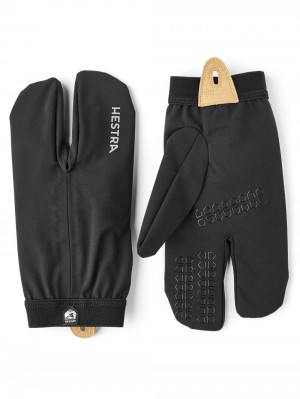 Women's Hestra Nimbus Split Mitt Waterproof Gloves Black | ZLHJOQ874