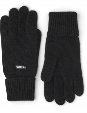 Women's Hestra Pancho Liner 5-finger Knitted Gloves Black | TDISGZ735