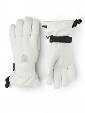 Women's Hestra Powder CZone Ski Gloves Ivory | DLQUXS682