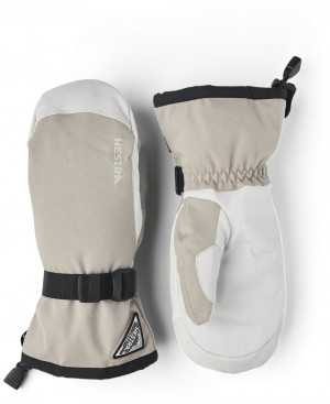 Women's Hestra Powder Gauntlet Mitt Ski Gloves Beige | JPILUT260