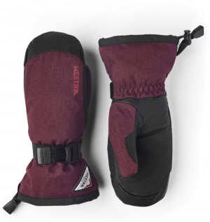 Women's Hestra Powder Gauntlet Mitt Ski Gloves Bordeaux | JVMFCG283