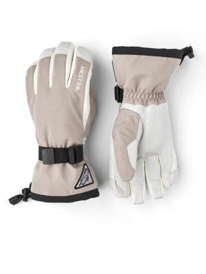 Women's Hestra Powder Gauntlet Ski Gloves Beige | EBRASK309