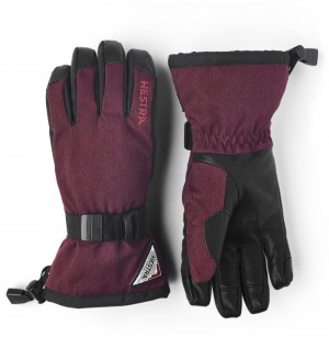 Women's Hestra Powder Gauntlet Ski Gloves Bordeaux | UIYGQV389