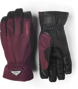 Women's Hestra Powder Short Ski Gloves Bordeaux | UKBLOT304