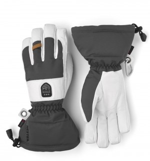 Women's Hestra Power Heater Gauntlet Ski Gloves Grey/White | BWFVUA274