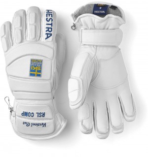 Women's Hestra RSL Comp Vertical Cut d3O Impact Ski Gloves White | IQAVET860