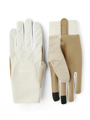 Women's Hestra Sprint Long 5-finger Bike & Mtb Gloves Almond White | YNTOAE521