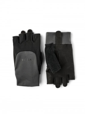 Women's Hestra Sprint Short 5-finger Bike & Mtb Gloves Black/Dark Grey | ORKXWA170