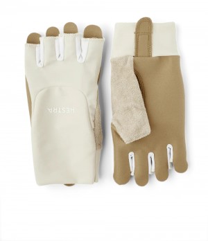 Women's Hestra Sprint Short 5-finger Bike & Mtb Gloves Almond White | WHFTKP507