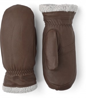 Women's Hestra Sundborn Leather Gloves Chocolate | GZYIVX287