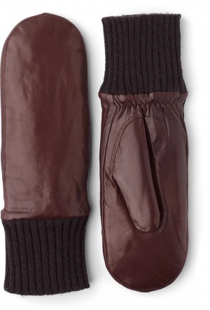 Women's Hestra Tina Leather Gloves Chestnut | KRHTGJ456